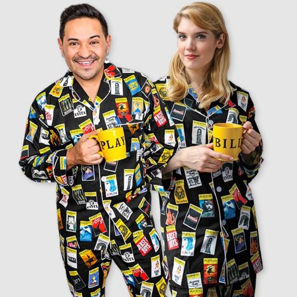 NWOT PLAYBILL Pajamas 2 Piece Lounge SET Size S Broadway Musical Theatre Print - Picture 1 of 16